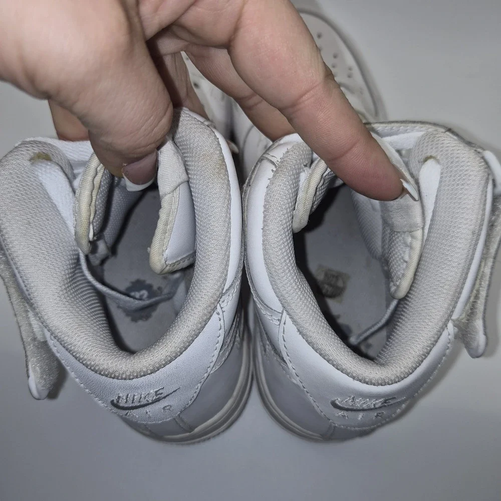 Nike Air Force 1 Mid White‎ Youth Size 7Y Triple White Strap Sneakers 314195-113